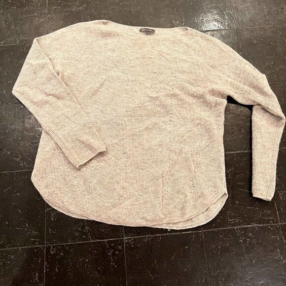 Vince Heather Gray Diagonal Ribbed Cashmere Sweater M